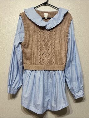 Anthropologie Maeve Collared Twofer Sweater Size Medium